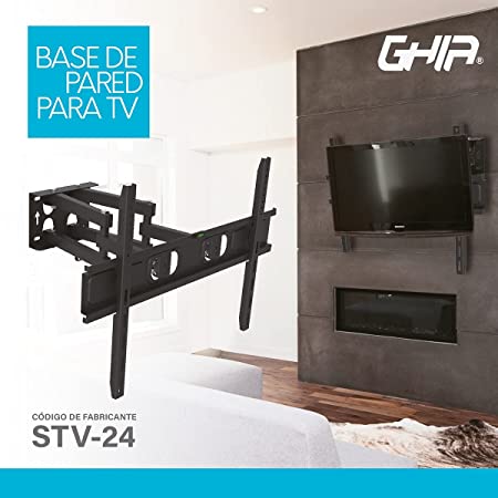 Soporte Ghia Articulado Con Doble Brazo Para Pantalla Led, Lcd, 32-80 Pulgadas, 45kg Max, Inclina Hacia Arriba 10 Y 15 Hacia Abajo, 180 Derecha O Izquierda