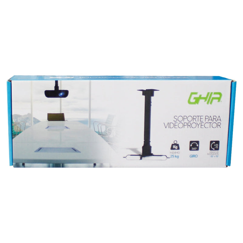 Soporte Ghia Para Proyector A Techo, 25kg Max, 43-65cm, Giro 360, Inclinacion 15 Grados