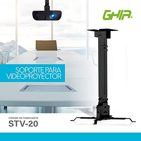 Soporte Ghia Para Proyector A Techo, 25kg Max, 43-65cm, Giro 360, Inclinacion 15 Grados