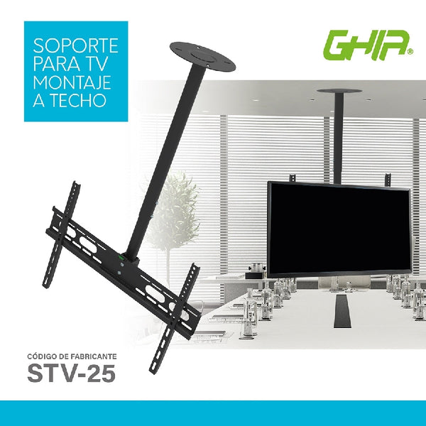 Soporte Ghia Para Tv Instalacion A Techo, 32 A 70 Pulgadas, Hasta 45kg