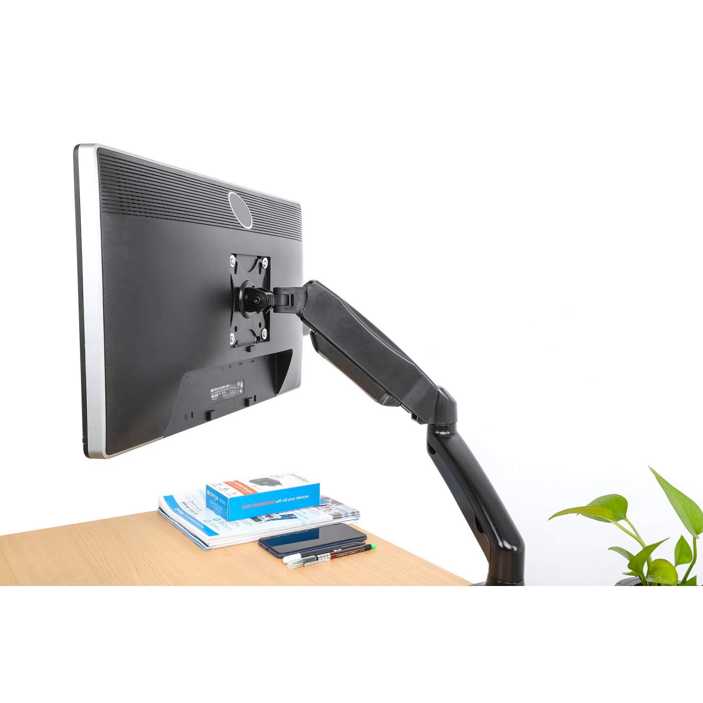 Soporte Manhattan 1 Monitor 13 A 27" Fija A Escritorio (462303) Pistón De Gas