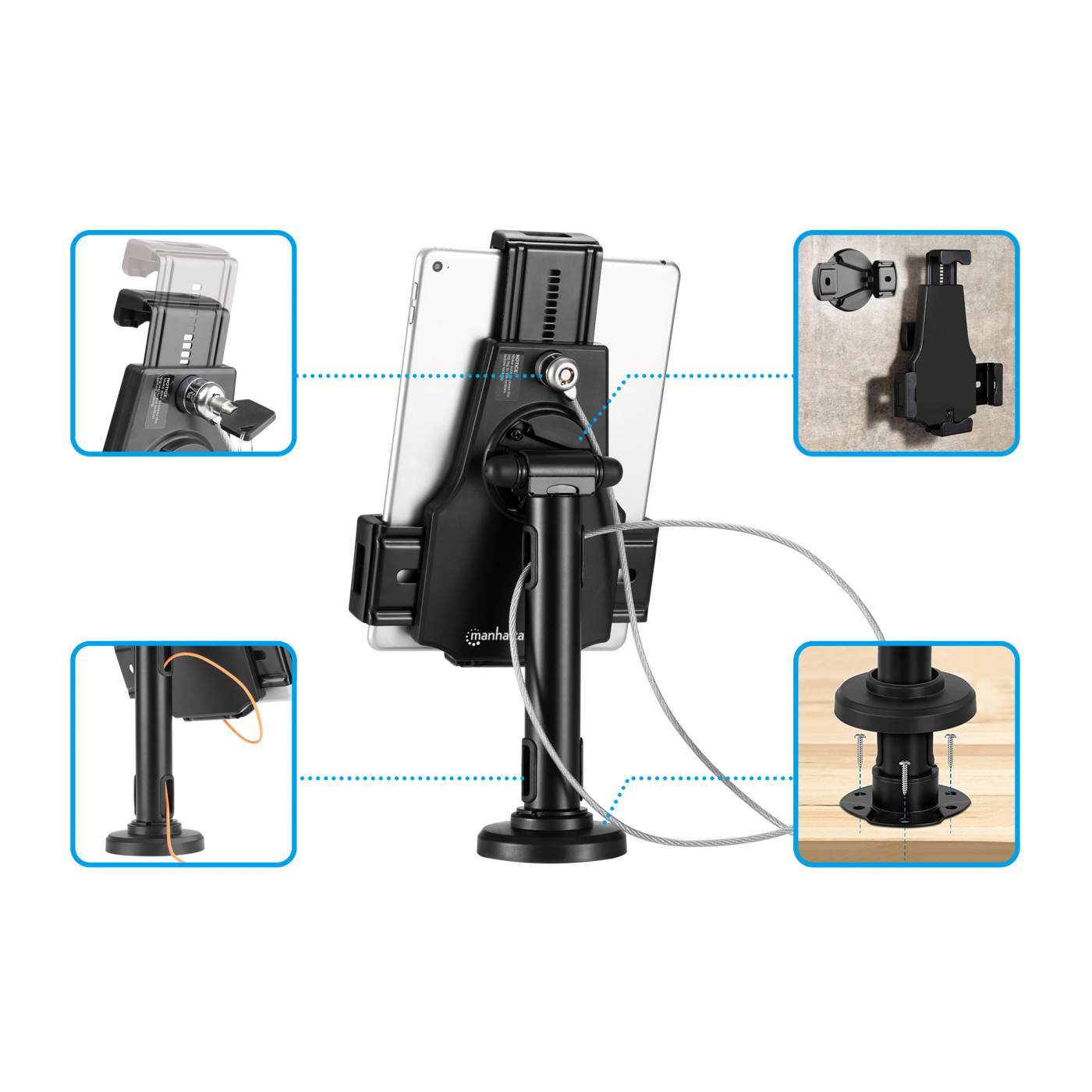 Soporte Manhattan Con Antirobo Para Tabletas O Ipad 462112