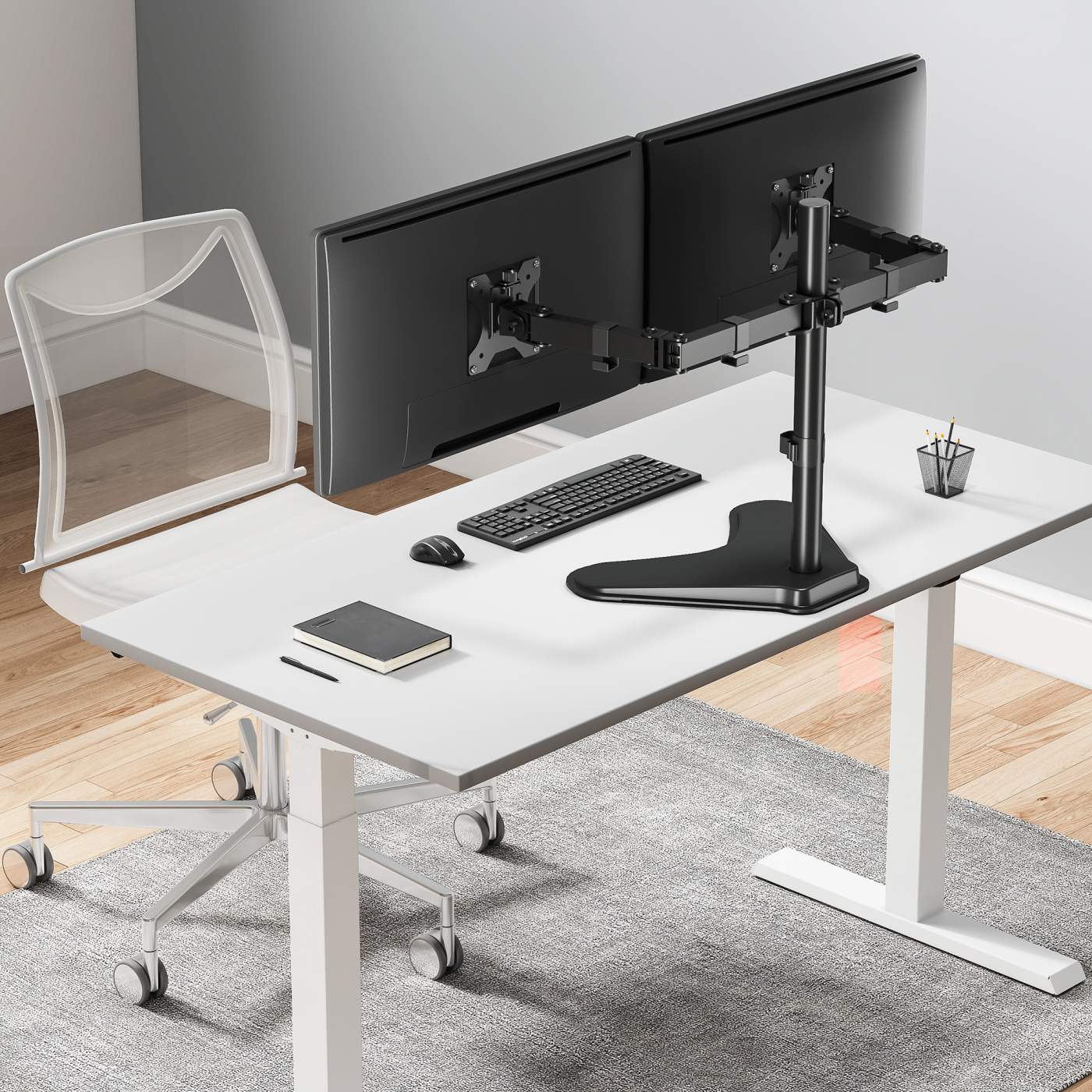Soporte Manhattan Para 2 Monitores 13 A 32 Sobre Escritorio Vesa 461559