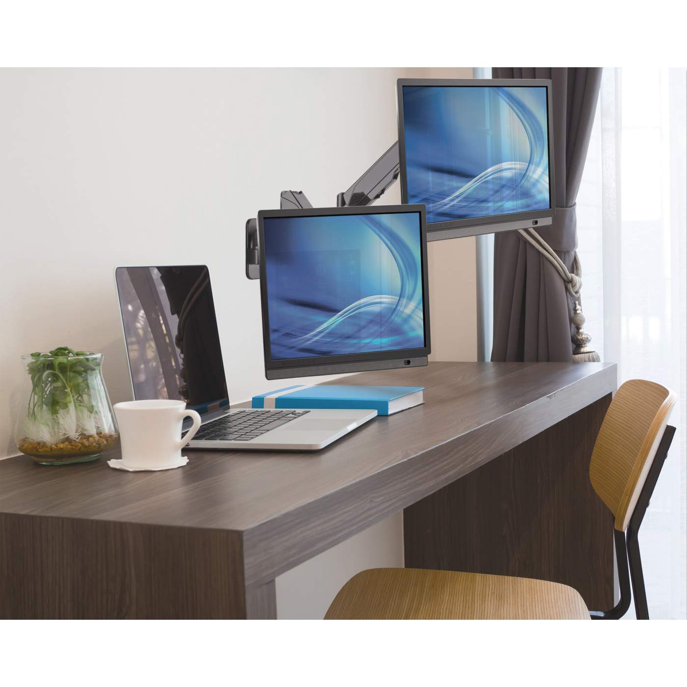 Soporte Manhattan Para 2 Monitores 17 A 32 Pared Con Piston A Gas 461627