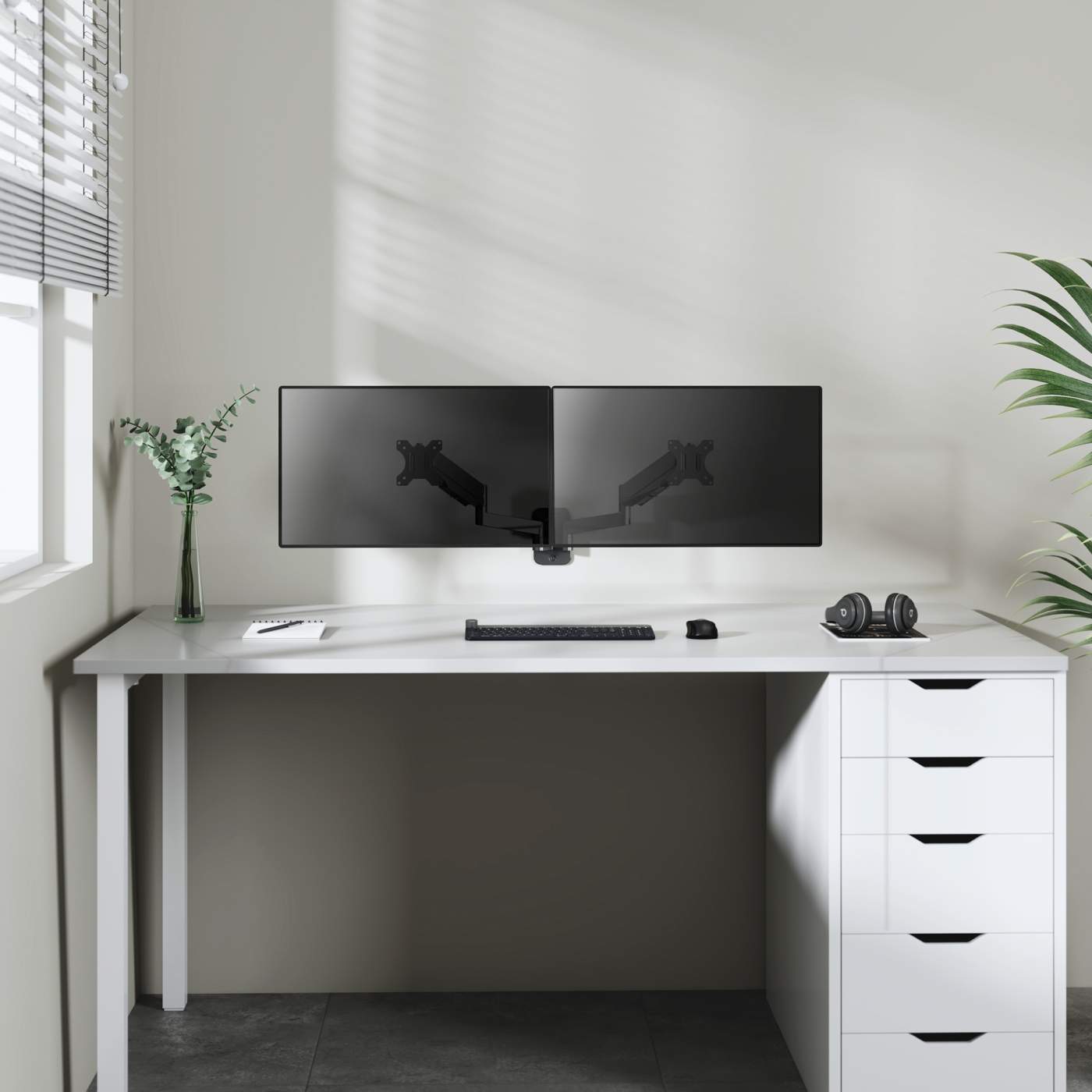 Soporte Manhattan Para 2 Monitores 17 A 32 Pared Con Piston A Gas 461627