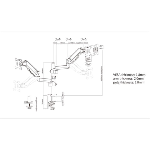 Soporte Manhattan Para 2 Monitores De 17" A 32" Para Escritorio Con Piston 461597