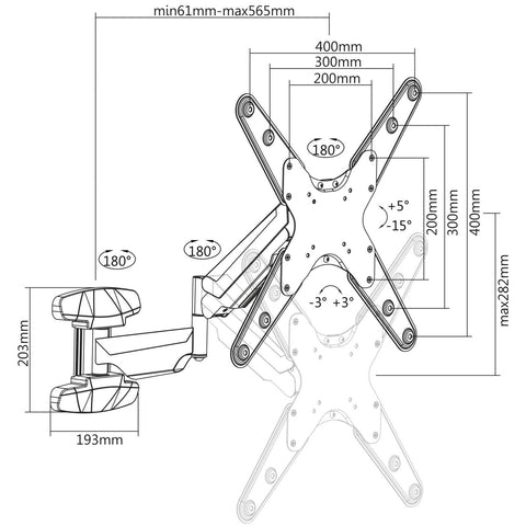 Soporte Manhattan Tv Para Pared 30kg 21¨ A 60¨ Piston A Gas (Vesa) 461641
