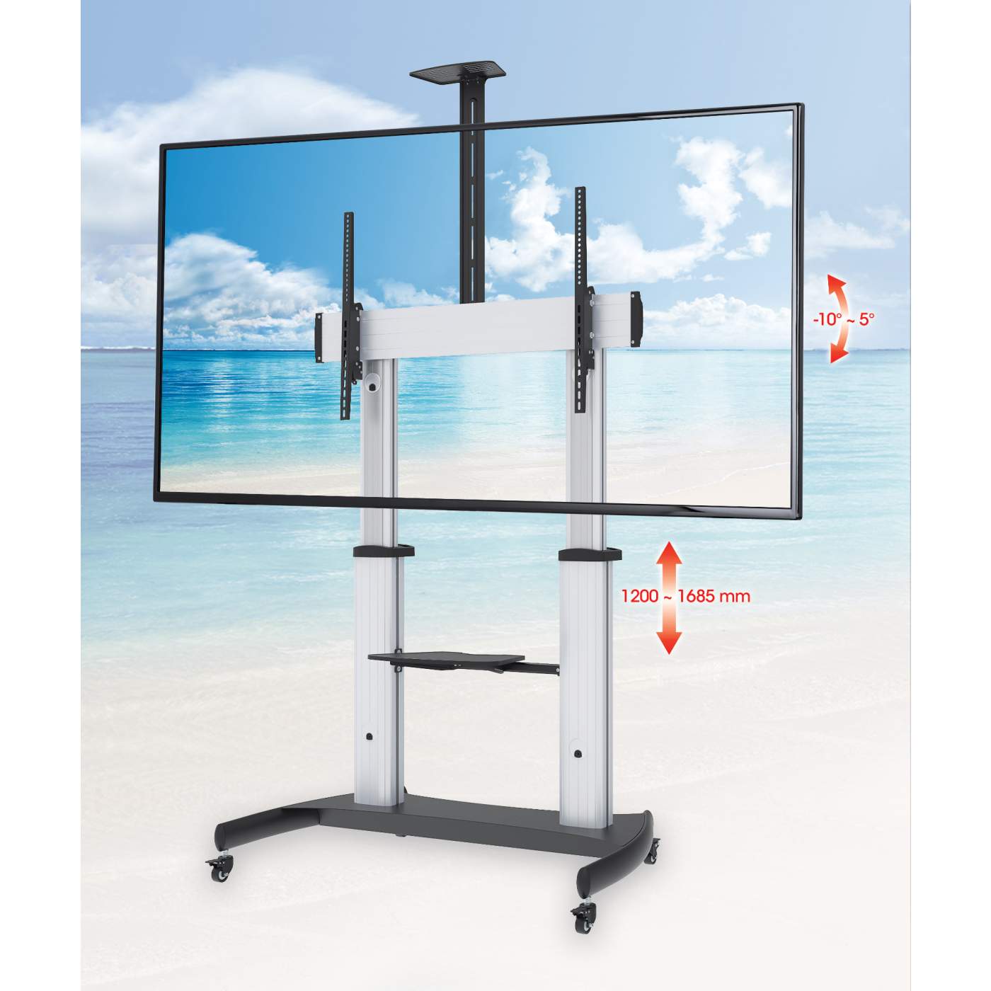 Soporte Manhattan Tv Tipo Carro 100kg, 60a100 Aluminio Repisa 461672