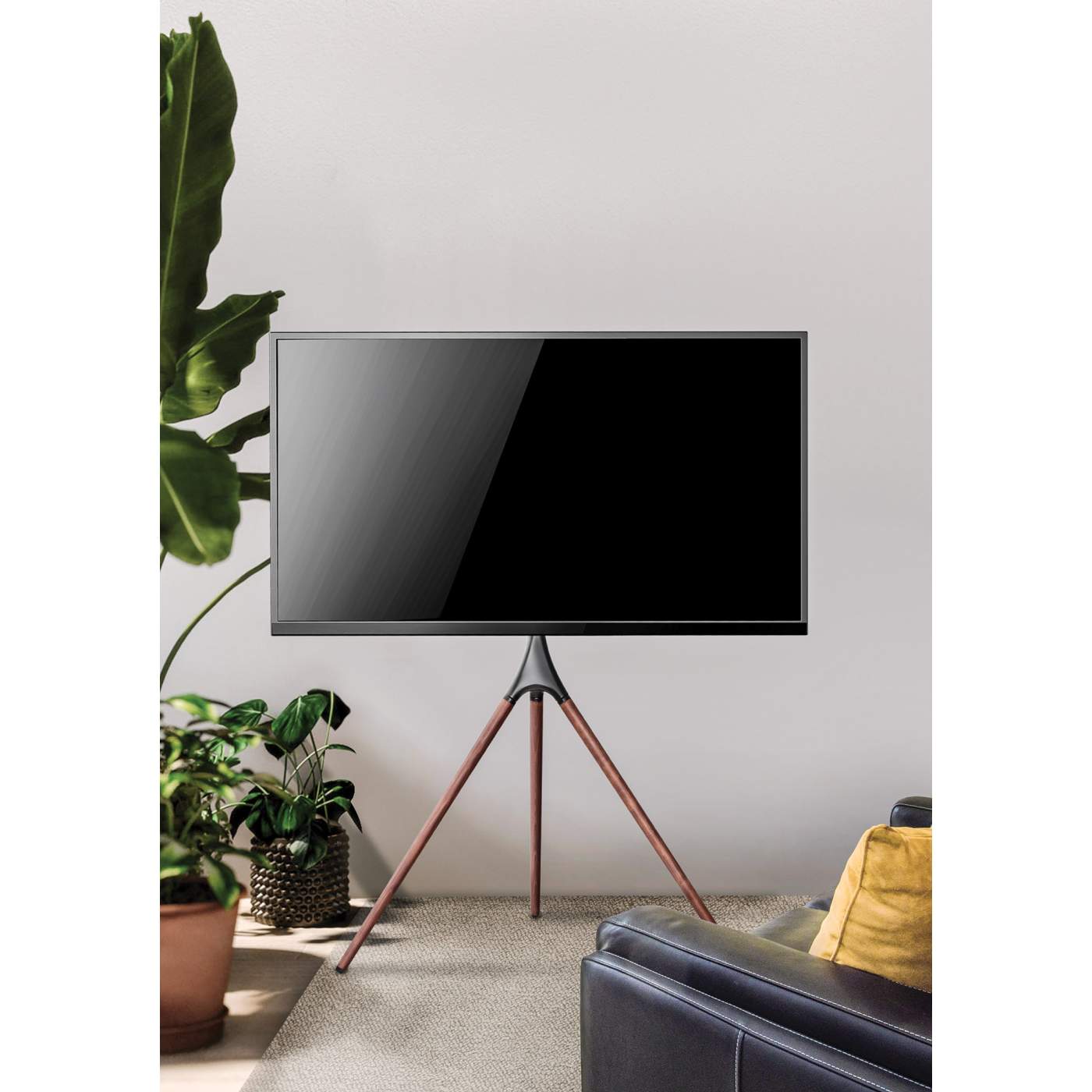 Soporte Manhattan Tv Tripode 45a 65 32kg Madera Nogal Alu Acero 461795