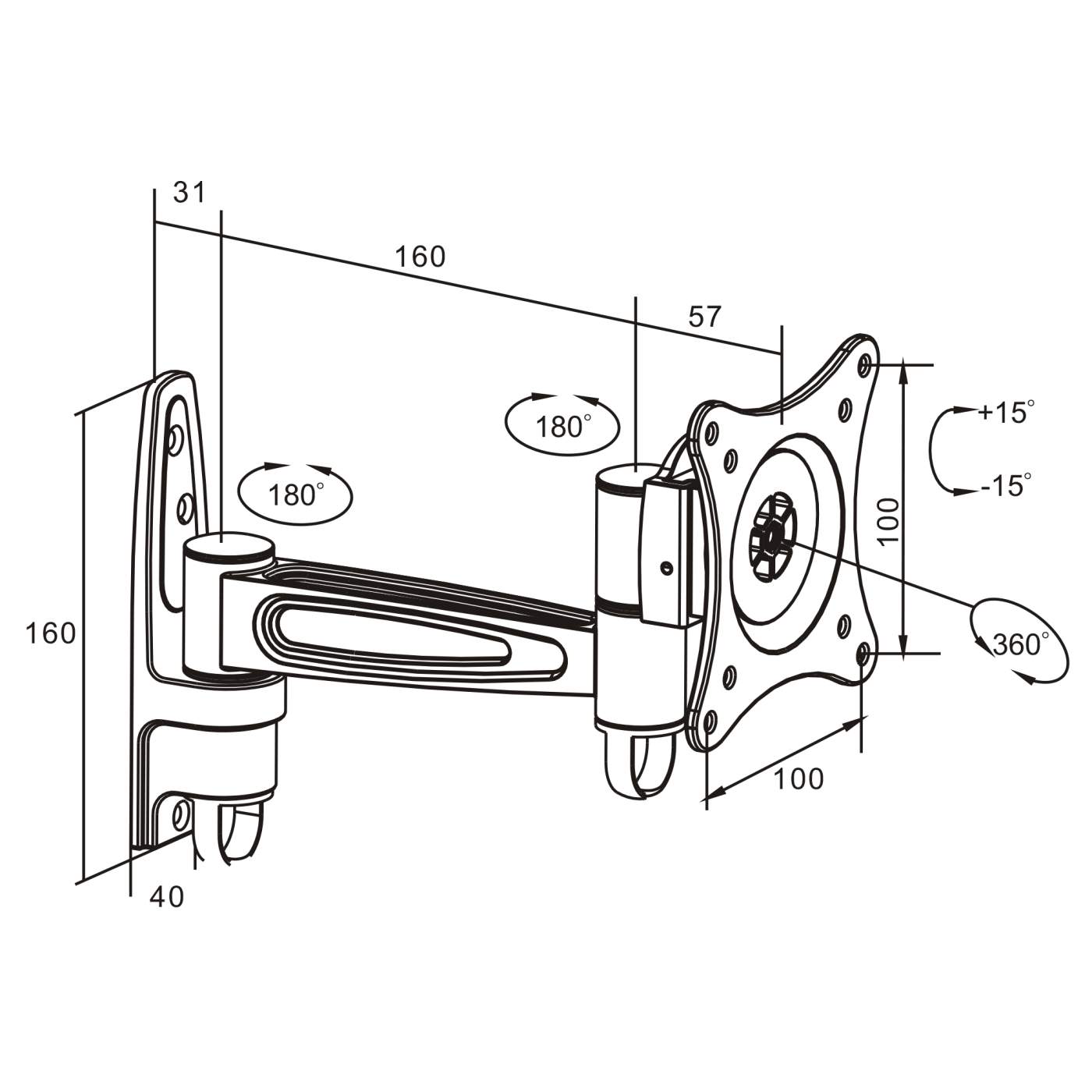 Soporte Monitor Manhattan Para 1 Monitor 13 A 27 Pared 423670