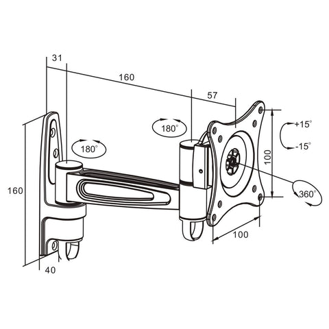 Soporte Monitor Manhattan Para 1 Monitor 13 A 27 Pared 423670