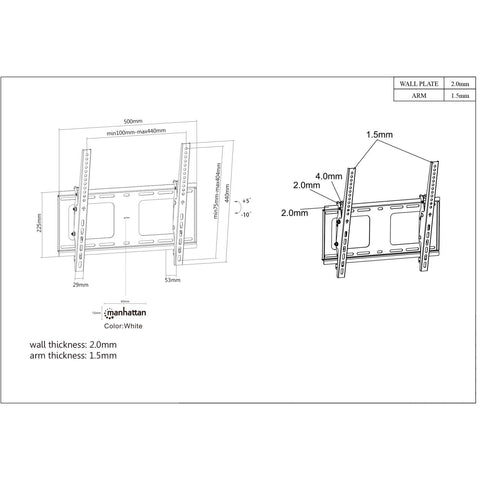 Soporte para TV, de pared, con inclinación, pantallas planas de 32" a 55"  AJUSTE VERTICAL 461474