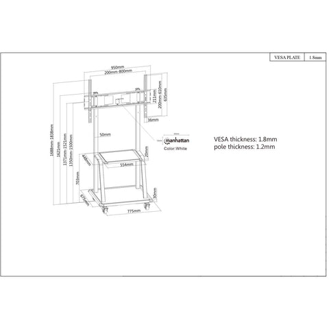 Soporte Tv Manhattan Carro 150kg 37 Hasta 100 Pulg 461665