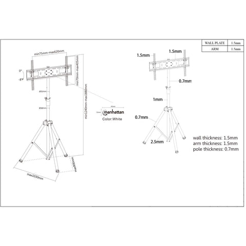 Soporte Tv Manhattan Con Tripode 37 A 70 Ajuste Vertical 461412