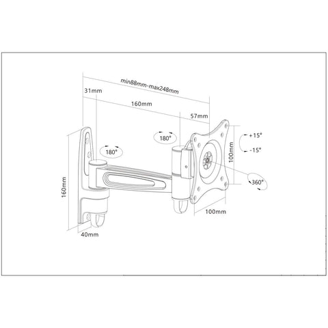 Soporte Tv Manhattan Para Pared 15kg, 13 A 27 Articulado 423700