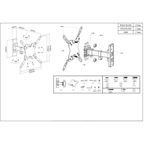 Soporte Tv Manhattan Para Pared 20kg, 13 A 42 Articulado 461399