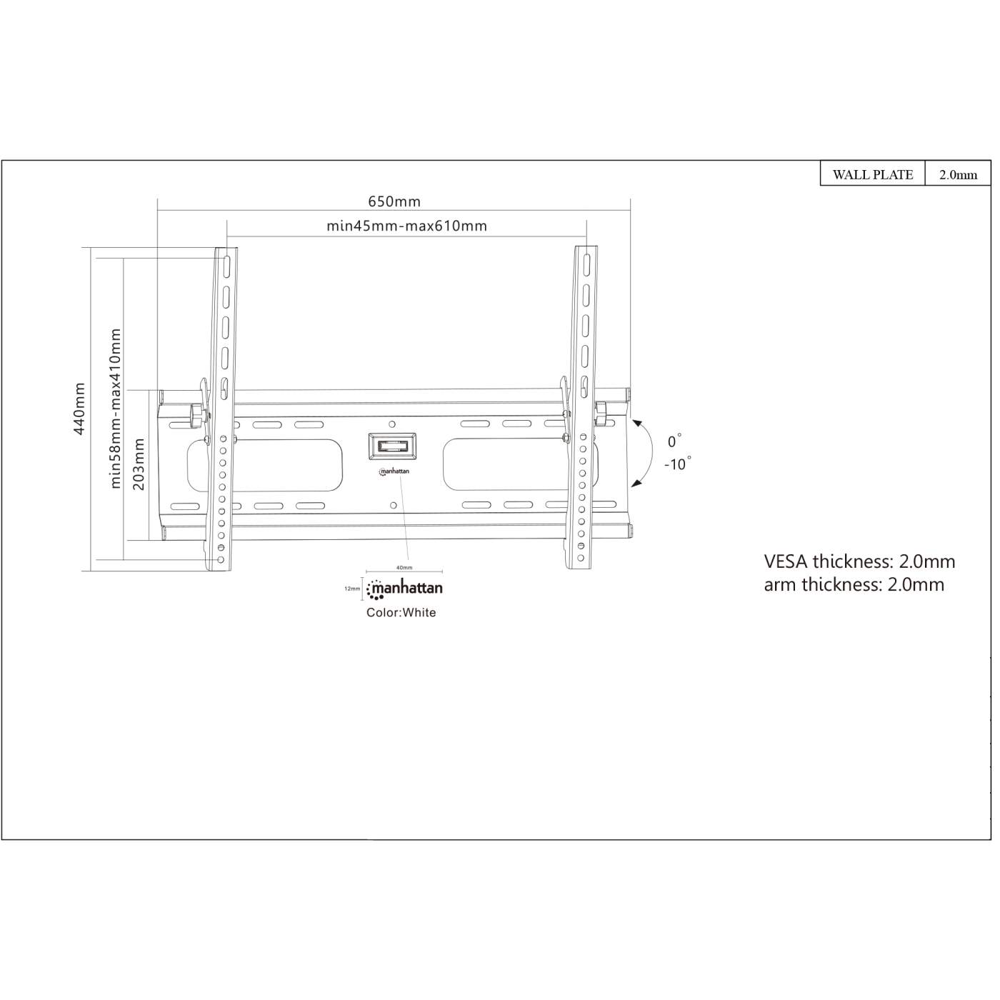 Soporte Tv Manhattan Para Pared 75kg 37 A 70 424752