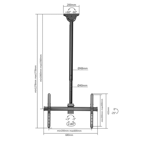 Soporte Tv Manhattan Para Techo Inclinación Ajustable 462204