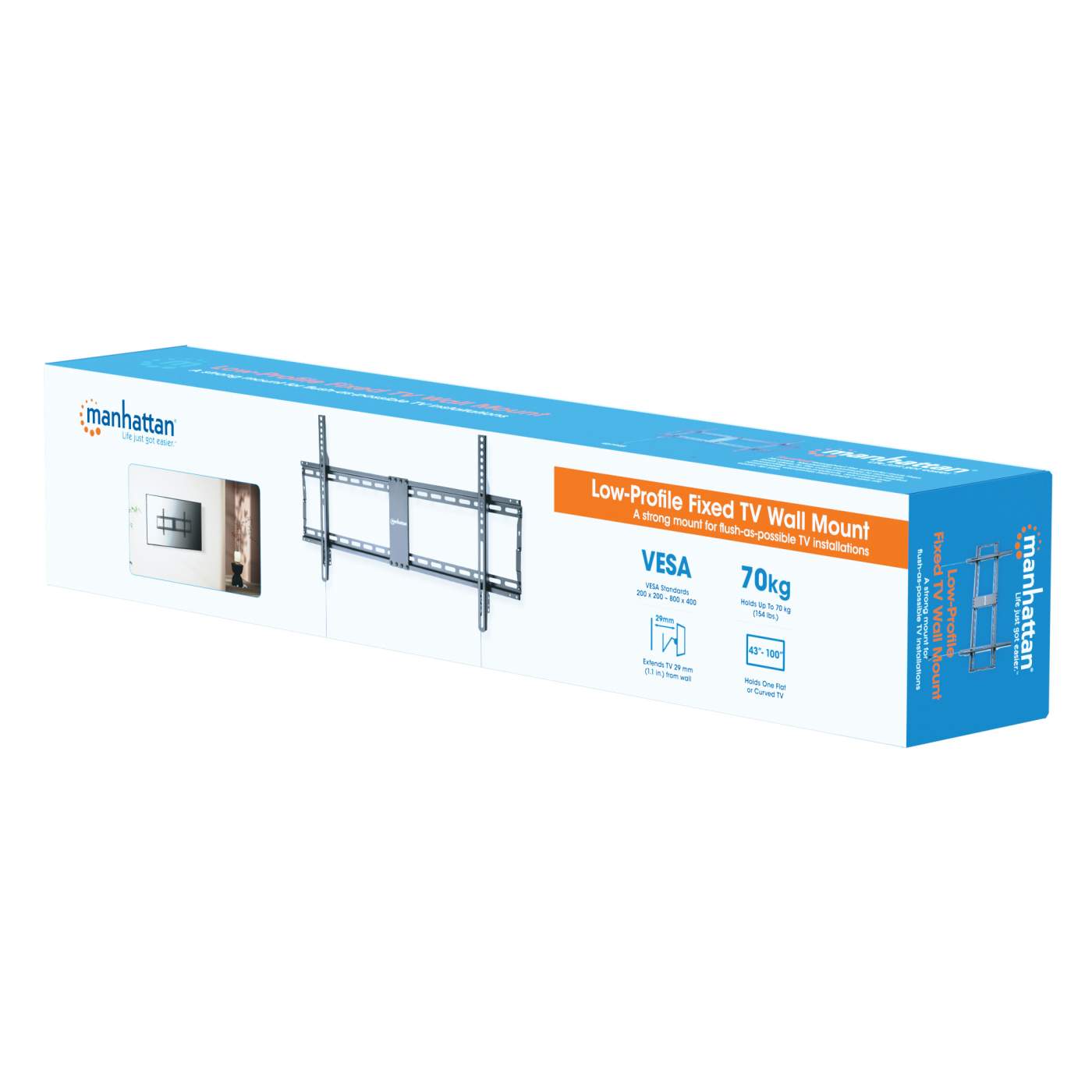 Soporte Tv Para Pared Manhattan 70Kg, 43" A 100" Fijo Ultradelgado 461948