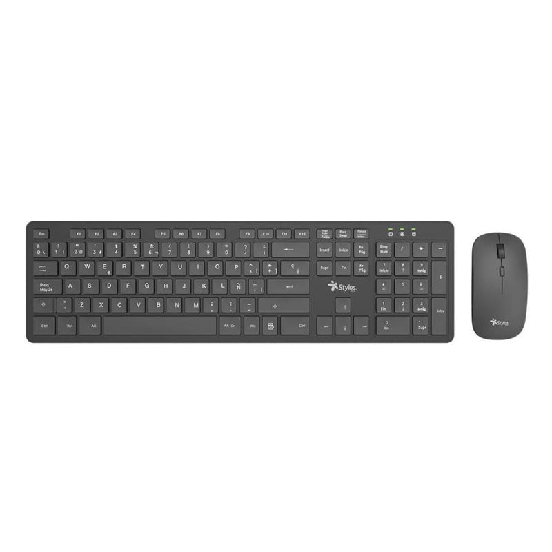 Combo Inalambrico 2 En 1 Stylos Teclado 100% Membrana 105 Teclas Negro