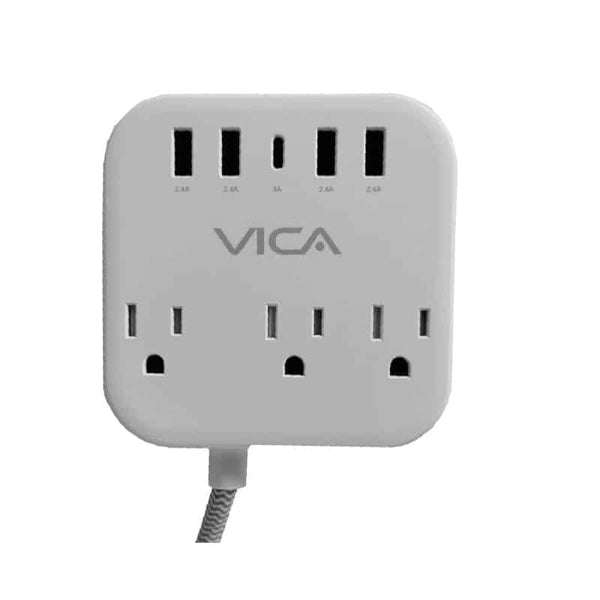 Supresor De Picos Vica Con 3 Tomas, 4 Puertos Usb-A Y 1 Puerto Usb-C (Sup Usb 7p)