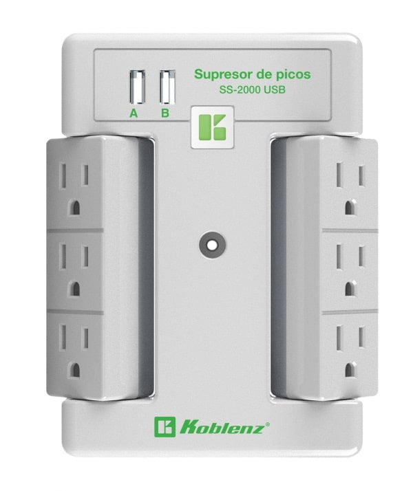 Supresor Koblenz 6 Contactos Giratorios Y 2 Puertos Usb 2.4a (00-5348-00-8)