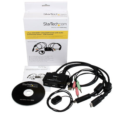 Switch Conmutador Kvm De 2 Puertos Hdmi® Usb Audio Mini Jack Con Cables Integrados Sin Alimentacion Externa - 1080p - Startech.Com Modelo, Sv211hdua