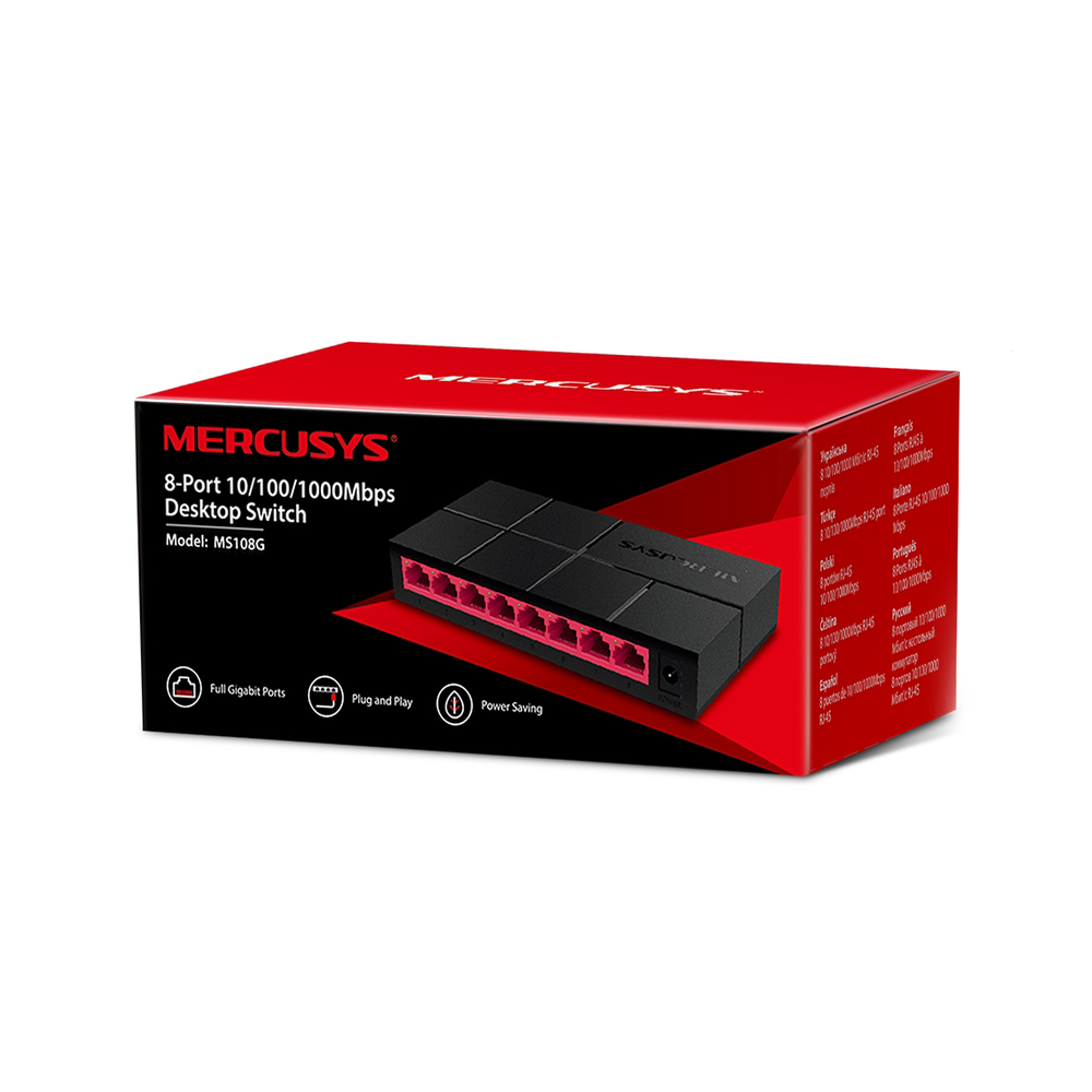 Switch De Escritorio 8 Puertos Gb 10, 100, 1000mbps - Ms108g