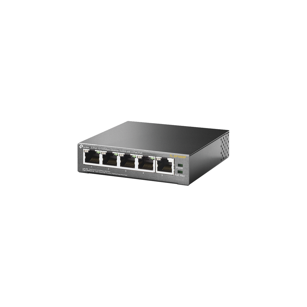 Switch Escritorio Tp-Link, 5 Puertos Fast, 4poe, 58w, Tl-Sf1005p