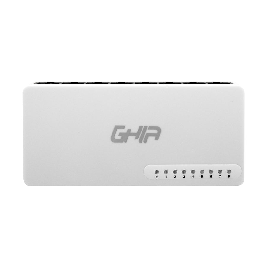Switch Ghia 8 Puertos Rj45 10, 100 Mbps No Administrable Auto Mdi, Mdix Half Full Duplex