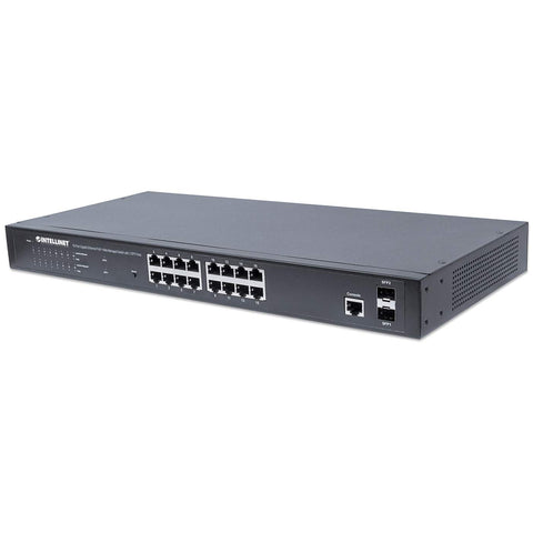 Switch Poe  Intellinet Gb 16 Puertos 19" 30w,  Puertos 220w Admin + 2 Sfp 561341