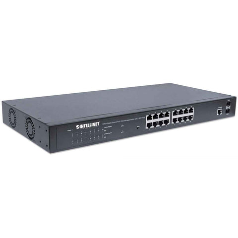 Switch Poe  Intellinet Gb 16 Puertos 19" 30w,  Puertos 220w Admin + 2 Sfp 561341