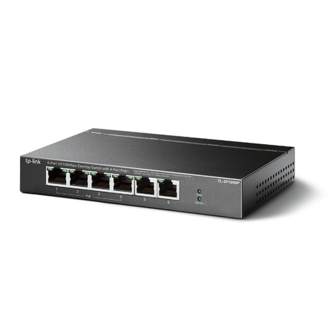 Switch Poe Tp-Link 6 Puertos 10, 100mbps, Poe + 4puertos, Tl-Sf1006p