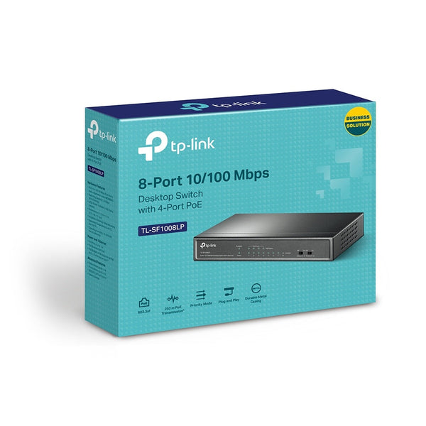 Switch Poe Tp-Link De 8 Puertos 10, 100mbps, Poe 4 Puertos, Tl-Sf1008lp