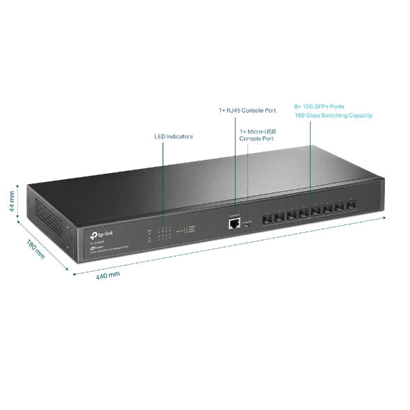 Switch Tp-Link  Admin Jetstream 8 Ptos 10Gbps Sfp+L2+/Tl-Sx3008F