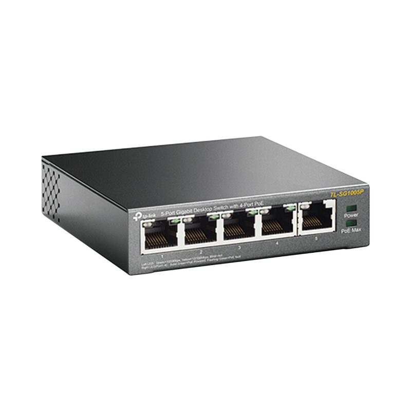 Switch Escritorio Tp-Link, 5 Puertos Giga, 4poe, 56w, Tl-Sg1005p