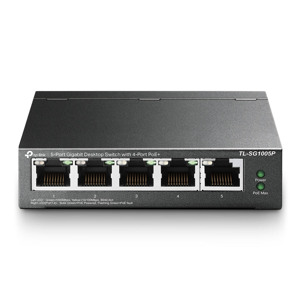 Switch Escritorio Tp-Link, 5 Puertos Giga, 4poe, 56w, Tl-Sg1005p