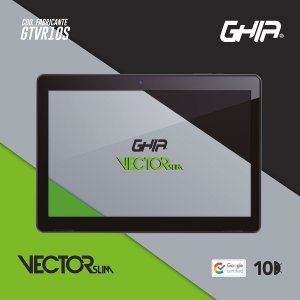Tablet Ghia 10.1 Vector Slim, A100 Quadcore, Ips, 1gb Ram, 16gb, 2cam, Wifi, Bluetooth, 5000mah, Android 10, Negra