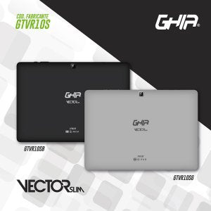 Tablet Ghia 10.1 Vector Slim, A100 Quadcore, Ips, 1gb Ram, 16gb, 2cam, Wifi, Bluetooth, 5000mah, Android 10, Negra