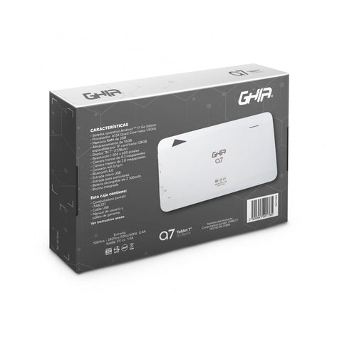 Tablet Ghia 7 A7 Wifi, A133 Quadcore, 2gb Ram, 16gb, 2 Camaras, Wifi, Bluetooth, Android 11, Blanca