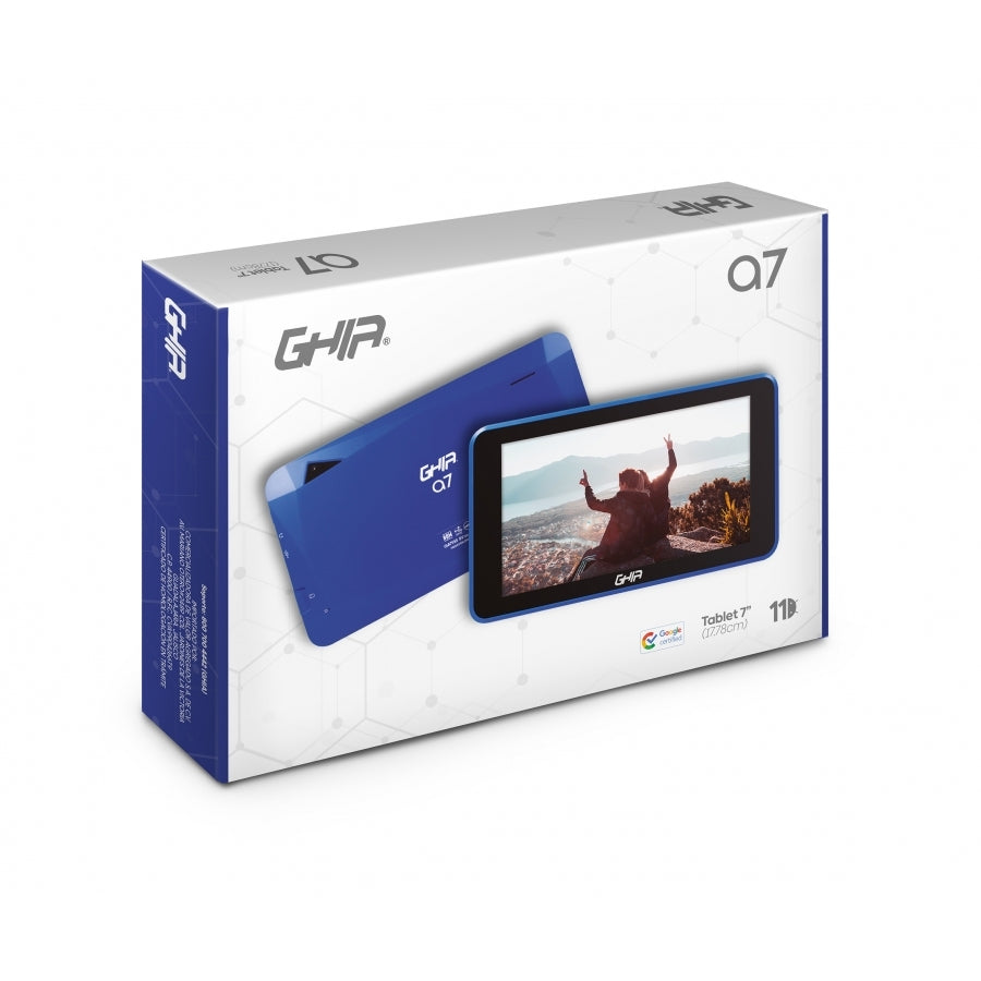 Tablet Ghia 7 A7 Wifi, A133 Quadcore, 2gb Ram, 16gb, 2 Camaras, Wifi, Bluetooth, Android 11, Azul