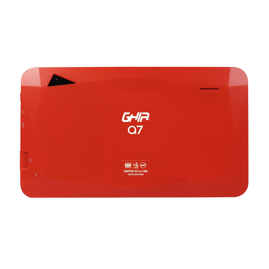 Tablet Ghia 7 A7 Wifi, A133 Quadcore, 2gb Ram, 16gb, 2 Camaras, Wifi, Bluetooth, Android 11, Roja