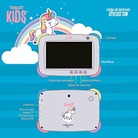 Tablet Ghia 7 Kids, A133 Quadcore, 1gb Ram, 16gb, 2cam, Wifi, Bluetooth, 2500mah, Android 11 Go, Violeta