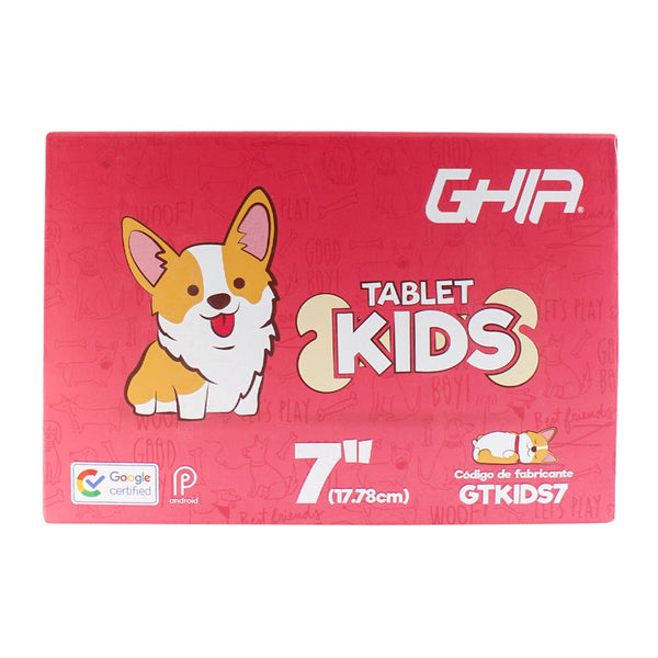 Tablet Ghia 7 Kids, A50 Quadcore, 1gb Ram, 16gb, 2cam, Wifi, Bluetooth, 2500mah, Android 9, Perrito