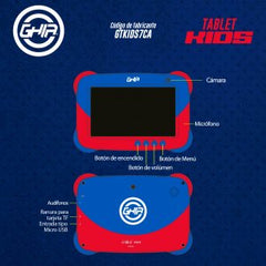 Tablet Ghia 7 Kids, A50 Quadcore, 1gb Ram, 16gb, 2cam, Wifi, Bluetooth, 2500mah, Android 9, Azul