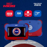 Tablet Ghia 7 Kids, A50 Quadcore, 1gb Ram, 16gb, 2cam, Wifi, Bluetooth, 2500mah, Android 9, Azul