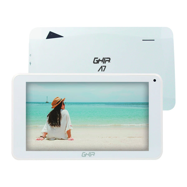 Tablet Ghia A7 Wifi, A133 Quadcore, Wifi, Bt, 1gb, 16gb, 0.3mp2mp, 2100mah, Android 11 Go Edition, Blanca