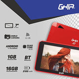 TABLET GHIA A7 WIFI/A133 QUADCORE/WIFI/BT/1GB/16GB/0.3MP2MP/2100MAH/ANDROID 11 GO EDITION/ROJA