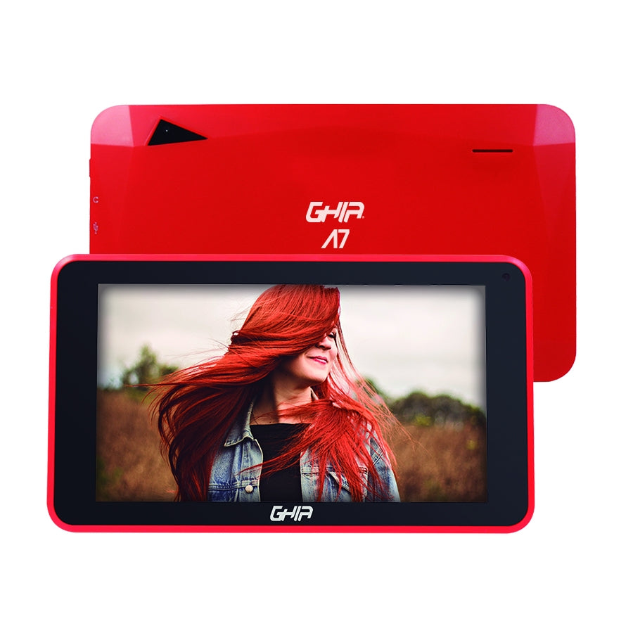 TABLET GHIA A7 WIFI/A133 QUADCORE/WIFI/BT/1GB/16GB/0.3MP2MP/2100MAH/ANDROID 11 GO EDITION/ROJA