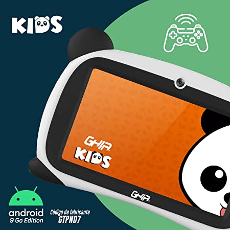 TABLET GHIA PANDA 7 PULGADAS/A50 QUADCORE/1GB/16GB/2CAM/WIFI/BLUETOOTH/2500MAH/ANDROID 9 GO EDITION / OJOS CAFES
